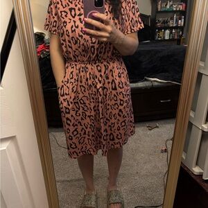 Leopard Print Pink Dress